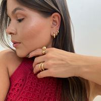 TRIO DE ARGOLAS LISAS BANHADO A OURO