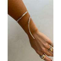 BRACELETE PONTA ÚNICA BANHADO A RODIO BRANCO