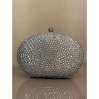 CLUTCH OVAL CRAVEJADA PRATEADA