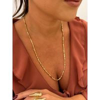 COLAR LONGO CANUTILHOS QUADRADOS BANHADO A OURO