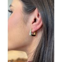 BRINCO ARGOLA TREND CRAVEJADA M BANHADO A OURO