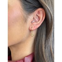 BRINCO ARGOLA PINGENTE TREVO VAZADO M BANHADO A OURO 