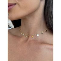 CHOKER MEDALHAS BANHADO A OURO