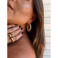 BRINCO ARGOLA OVAL MAXI BANHADO A OURO 