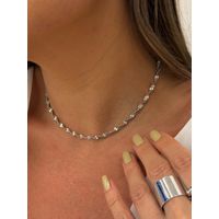 CHOKER CORRENTE TORCIDA BANHADO A RÓDIO BRANCO