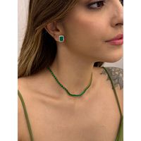CHOKER RIVIERA ESMERALDA BANHADA A OURO