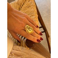 ANEL REGULÁVEL CHAPA MARTELADA BANHADO A OURO