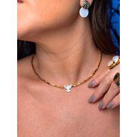 CHOKER CANUTILHOS E ESPÍRITO SANTO MADREPÉROLA BANHADO A OURO 