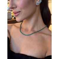 COLAR RIVIERA TRES PONTOS ESMERALDA BANHADO A RODIO BRANCO