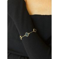 PULSEIRA TREVOS RESINADOS PRETO BANHADO A OURO