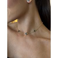 CHOKER TREVINHOS RESINADOS PRETO BANHADA A OURO