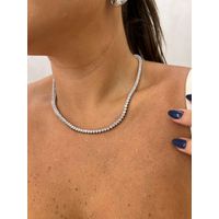 CHOKER RIVIERA TRES PONTOS 3MM CRISTAL BANHADO A RODIO BRANCO