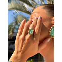 ANEL REGULÁVEL CHAPA VERDE ÁGUA BANHADO A OURO