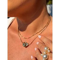 COLAR DUO PINGENTE ORGANIC BANHADO A OURO