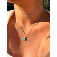 COLAR PINGENTE GOTINHA TURQUESA BANHADO A OURO