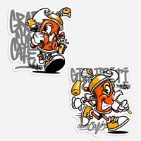Pack de Stickers BULINHO Graffiti com Café - 5 unid.