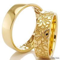 Aliança de casamento e Noivado Jardim do Amor - ouro 18k 