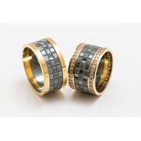  Alianças de Casamento Trama de Encantos Quadriculados - Diamantes - Ouro 18k 
