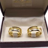 Aliança Bodas de Prata Eternidade Entrelaçada Um Amor em Duas Cores - Ouro 18k - com Diamantes