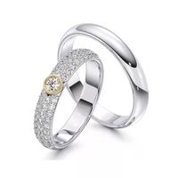 Aliança Solitário Com Diamantes - Casamento e Noivado - Ouro 18k
