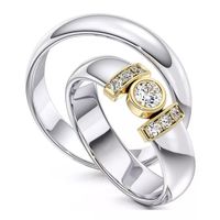 Aliança Solitário com Diamante de ct - ouro 18k