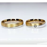 Alianças Bodas Celebração Única - Par de Alianças Harmonia Dual - Ouro 18k