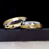 Alianças Bodas Celebração Única - Par de Alianças Harmonia Dual - Ouro 18k