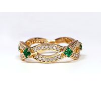 Aliança de Casamento Luxuosas Esmeraldas Cravejadas com Diamantes