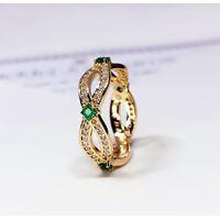 Aliança de Casamento Luxuosas Esmeraldas Cravejadas com Diamantes