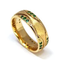 Alianças de Casamento Ondas Preciosas - Ouro 18k - Pedras Preciosas
