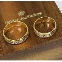 Aliança em Ouro 18k Personalizada Bodas de Prata 
