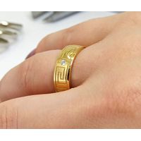 Alianças Geométricas em Ouro 18k com Diamante de 3 Pontos