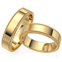 Aliança de Casamento Elegância em Ouro Pontilhado com Bolinhas em Ouro 18k Polido 