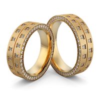 Aliança de Casamento Brilho Eterno Cravejada com Diamantes - Ouro 18k 