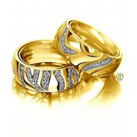 Aliança de Casamento Elegância Vertical Glamour com Diamantes - Ouro 18k