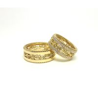 Aliança de Casamento Éter Dourado Glamour com Diamantes 