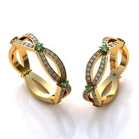 Aliança de Casamento Luxuosas Esmeraldas Cravejadas com Diamantes
