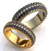 Aliança de Casamento Luz Celestial com Safiras e Diamantes - Ouro 18k