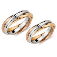 Aliança Três Aros Tricolor - Ouro 18k - Casamento, Noivado e Bodas 