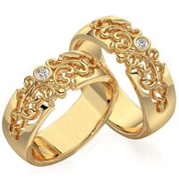  Alianças de Casamento Arabescos com Diamantes de 10 Pontos Glamour J&R