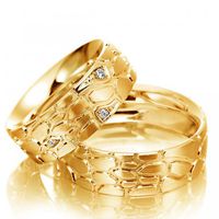 Aliança Casamento e Bodas - Ouro 18k com Brilhantes 