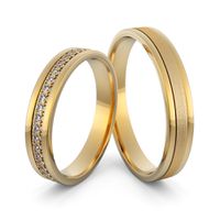 Aliança em Ouro 18k Cravejada com Diamantes