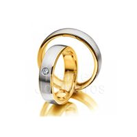 Aliança Bodas com Diamantes Vínculo Dourado - Ouro 18k 750