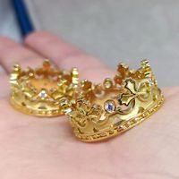  Par de Alianças Coroa em Ouro 18k com Diamantes - Coroa Princess - 10 Milímetros