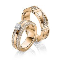 Alianças de Casamento Brilho Dual Solitário Glamour - Ouro 18k