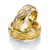 Aliança de Casamento Ondas do Amor San Andres - Ouro 18k - Com Diamantes