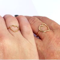 Conjunto de Anéis Mãe e Filha Coração Fio personalizado em Ouro 18k