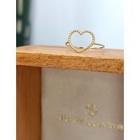 Anel em Ouro 18k Coração com Bolinhas Personalizado e Delicado