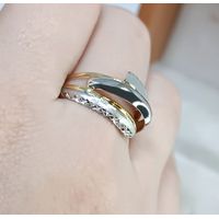 Anel em Ouro 18k Amarelo e Branco Diamantado