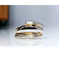 Anel em Ouro 18k Amarelo e Branco Diamantado